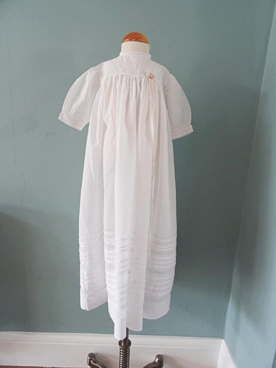 Antique Babys Dress Gown Embroidered Whitework Co… - image 2