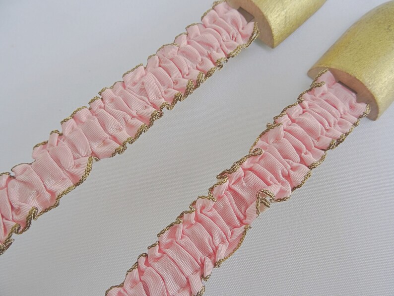 Gold Painted Wood /& Pink Ruffled Ribbon DL Vintage 1930s Shoe Trees Stretchers