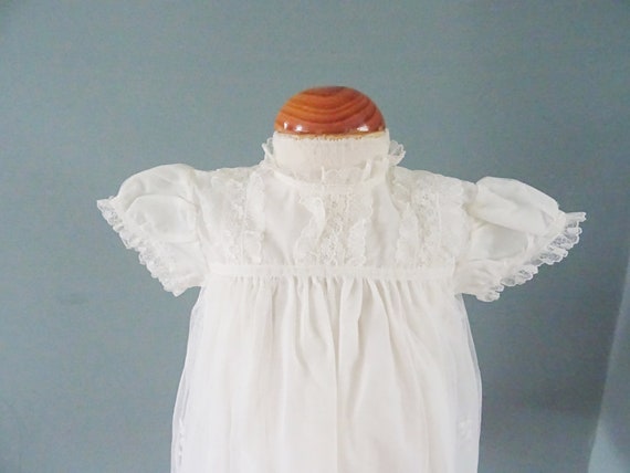 Vintage Babys Dress Gown 1930s Ivory Floral Tambo… - image 6