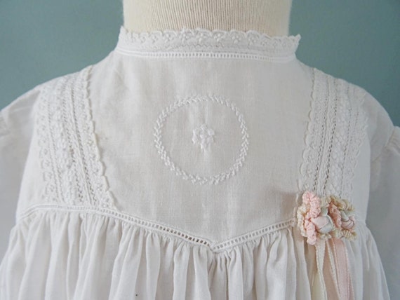 Antique Babys Dress Gown Embroidered Whitework Co… - image 10