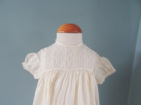 Antique Babys Dress Edwardian Girls Ivory Silk Em… - image 7