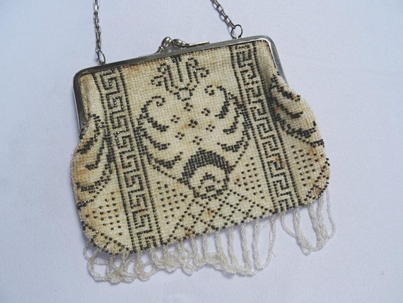 Antique Edwardian Ladies Bag Purse Silver Glass B… - image 4