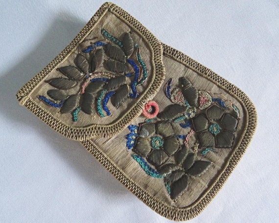 Antique Chinese Coin Belt Purse Qing Dynasty Gilt… - image 1