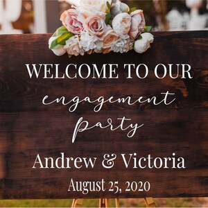 Welcome To Our Engagement Party Custom Wedding Welcome Sign | Custom Engagement Party Decal Wedding Welcome Decal | DYI Bride & Groom Decal