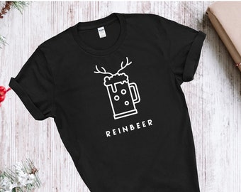 ReinBeer Unisex Cotton T-Shirt | Holiday T Shirt Men's Women's Funny Beer Tshirt