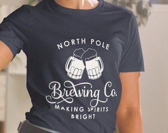 North Pole Brewing Company Unisex Cotton T-Shirt | Christmas Beer Men's Women's Funny Beer Tshirt