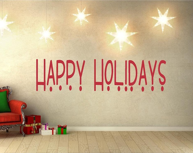 Happy Holidays Wall Decal Holiday Decal Christmas Decal Christmas Vinyl Decal Christmas