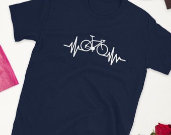 Heartbeat and Bike Unisex Cotton T-Shirt | Cyclist Men's Women's Funny Cyclist Tshirt