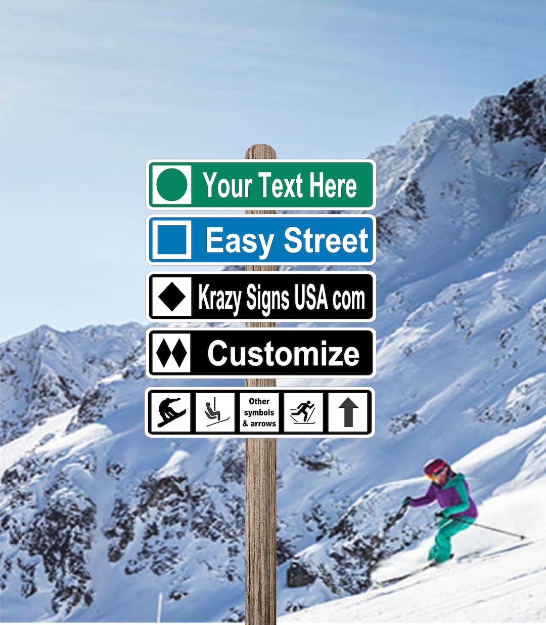 Large Aluminum Custom Ski Trail Sign | 6
