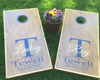 Monogram Wedding Cornhole Decals | Custom Wedding Signs | Wedding Decals | Wedding Games Corn Hole Decal DYI Wedding