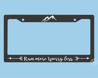 Run More Worry Less License Plate Frame | Mountains License Plate Frame | Car Accessories License Plate Art