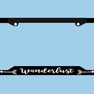 Wanderlust License Plate Frame | Mountains Arrows Adventure License Plate Frame | Car Accessories License Plate Art