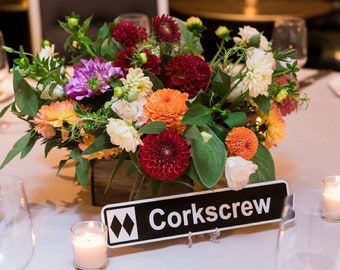 Wedding Table Names Ski Trail Signs  2.5" x 12"  Aluminum Sign