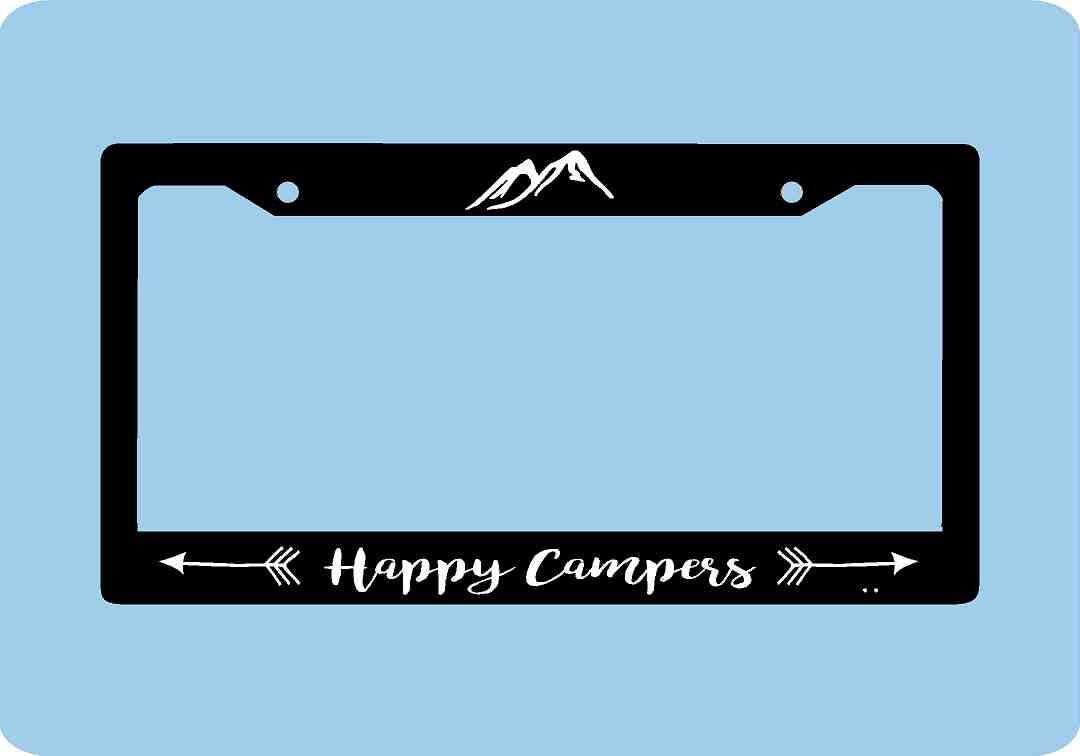 Happy Campers License Plate Frame Camping License Plate Frame Mountains