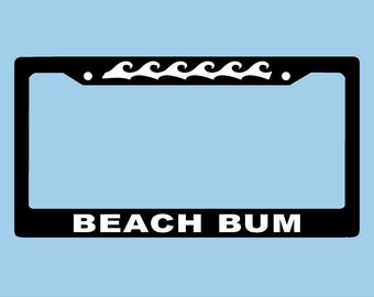 Beach Bum License Plate Frame | Auto Plate Frame | Beach License Plate Holder |  | LPST Car Accessories License Plate Art