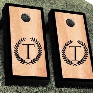 Custom Cornhole Decal, Wedding Decals Custom Wedding Signs Wreath Monogram Decal Wreath cornhole  Monogram Decal  Corn hole Decal