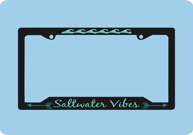Saltwater Vibes License Plate Frame Beach Waves License Etsy