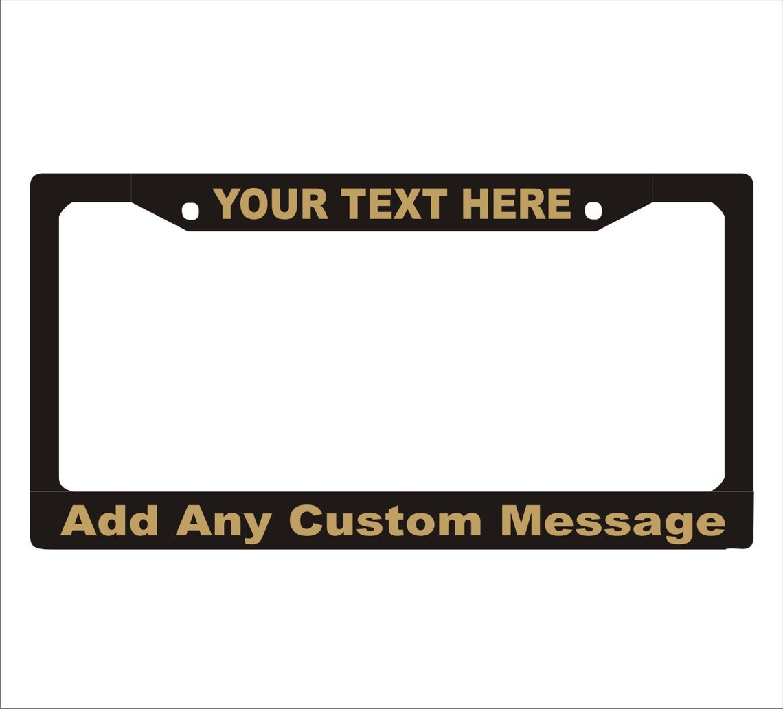 Metallic Gold Text Custom License Plate Frame Custom License Etsy