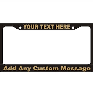 Metallic Gold Text Custom License Plate Frame | Custom License Plate |  |  Funny License Holder  Car Accessories License Plate Art