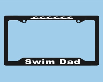 Swim Dad License Plate Frame |  Swim Waves License Plate |  | Beach License Plate Holder |   Car Accessories License Plate Art