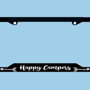 Happy Campers License Plate Frame | Camping License Plate Frame | Mountains Arrows Adventure License Plate Frame | Car Accessories