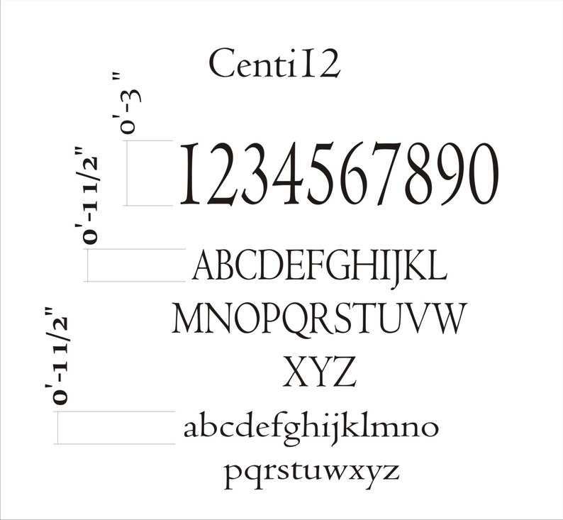 May include: A white background displays the text "Centi12" above a set of numbers, uppercase letters, and lowercase letters. The numbers 1 through 0 are displayed in a serif font. The letters of the alphabet are also displayed in uppercase and lowercase.