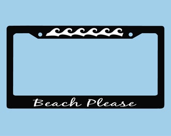 Beach Please License Plate Frame | Auto Plate Frame | Beach License Plate Holder |  | LPST Car Accessories License Plate Art