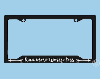 Run More Worry Less License Plate Frame | Mountains License Plate Frame | Car Accessories License Plate Art