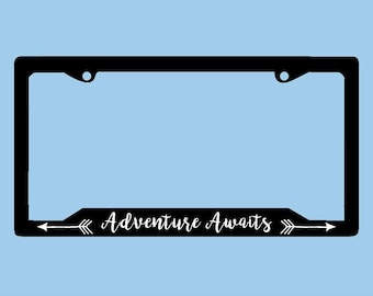 Adventure Awaits License Plate Frame | Mountains License Plate Frame | Car Accessories License Plate Art