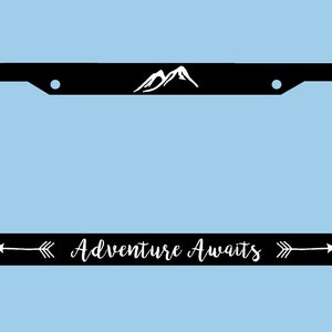 Adventure Awaits License Plate Frame | Mountains Arrows Adventure License Plate Frame | Car Accessories License Plate Art