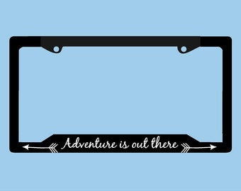 Adventure Is Out There License Plate Frame | Mountains Arrows Adventure License Plate Frame | Car Accessories License Plate Art