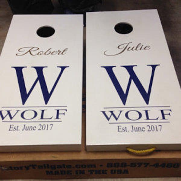 Monogram Wedding Cornhole Decals | Custom Wedding Signs | Wedding Decals | Wedding Games Corn Hole Decal DYI Wedding