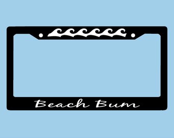 Beach Bum License Plate Frame | Auto Plate Frame | Beach License Plate Holder |  | LPST Car Accessories License Plate Art