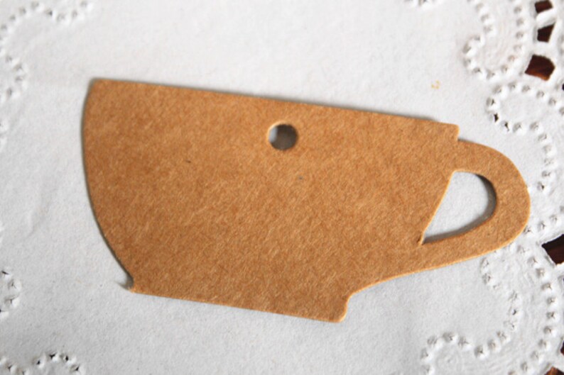 Tea cup shape plain kraft tag / gift tags in set of 50 Etsy