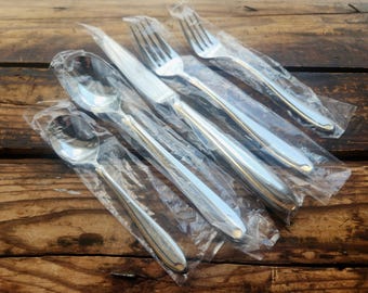 Vintage Mikasa Japan ESTASI GOLD NIB Unused 5pc Place Setting Flatware Silverware