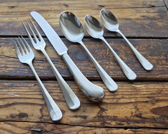 Vintage Worcester CUMBERLAND Flatware Place Setting England Stainless Steel 6 Piece Set Discontinued Pattern Spoons Forks Teaspoons