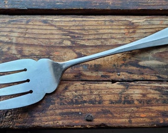 Cooper Bros England QUEEN ANNE Vintage Satin Stainless Flatware 7 3/4" Medium Cold Meat Serving Fork 4 Tine Colonial Style Sheffield