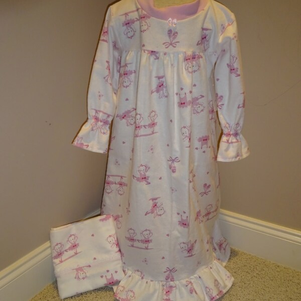 Toddler Girl  Flannel Nightgown Size 2T , 3T and  4T - STYLE 6194