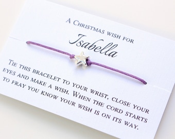 Personalised Christmas bracelet, Christmas gift for her, stocking filler for her, wish bracelet, secret santa gift, personalised bracelet