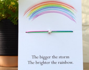 Rainbow bracelet, positivity gift, gift bracelet, gift for friend, mental health gift, friend gift, star bracelet, rainbow gift, stay strong