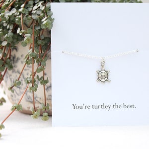 Silver turtle necklace, gift for her, tortoise necklace, birthday gift for friend, gift for sister, cute necklace, birthday necklace image 1