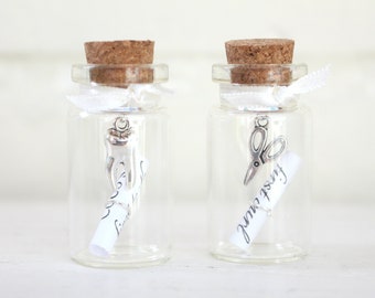 Baby's First Tooth and Curl Keepsake | Glass Bottles with Charms