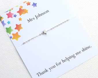 Personalised teacher gift, thank you teacher, end of year teacher gift, end of term, preschool teacher leaving present, star necklace gift