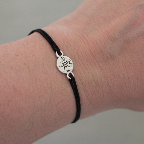 Adjustable Compass Cord Bracelet | Unisex Travel Gift