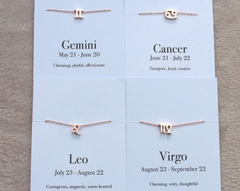 Zodiac necklace, Gemini necklace, Gemini gift, birthday gift, May birthday gift, June birthday necklace, Gemini star sign