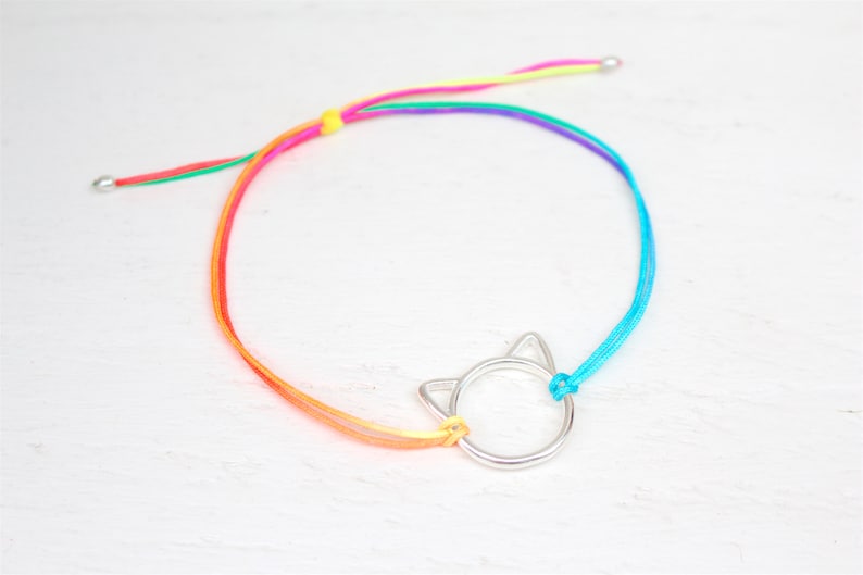 Cat bracelet, cat lover gift, cat jewellery, cat lady, cord bracelet, gift for cat lover, cat charm, adjustable bracelet, gift for friend image 5