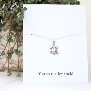 Silver turtle necklace, gift for her, tortoise necklace, birthday gift for friend, gift for sister, cute necklace, birthday necklace image 3