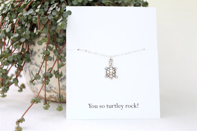 Silver turtle necklace, gift for her, tortoise necklace, birthday gift for friend, gift for sister, cute necklace, birthday necklace image 3