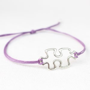 Puzzle bracelet, puzzle charm, autism bracelet, unisex bracelet, puzzle piece, cord bracelet, gift for mum, autism awareness, autism jewelry