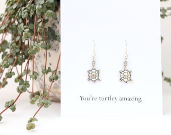Turtle earrings, birthday gift for her, gift for mom, best friend gift, tortoise earrings, cute earrings, turtle jewellery animal earrings